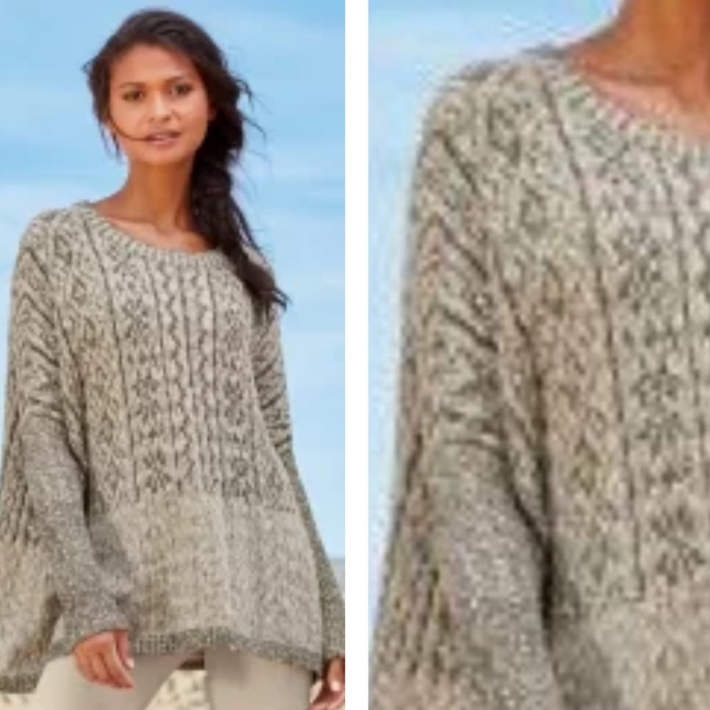 Peruvian Connection Ojito Pima Cotton Swoncho Boxy Cut Brown/Cream SZ XS/S - Picture 12 of 12